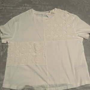 SFERRA Ivory Lace Patchwork Short Sleeve Tee